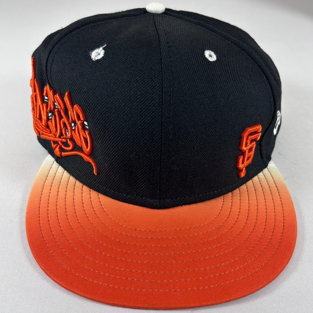 New Era 59FIFTY San Francisco Giants Hat 7 5/8 Black Orange Graffiti Fitted